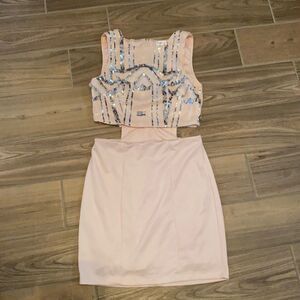 Light pink with sequin fitted dress size 9